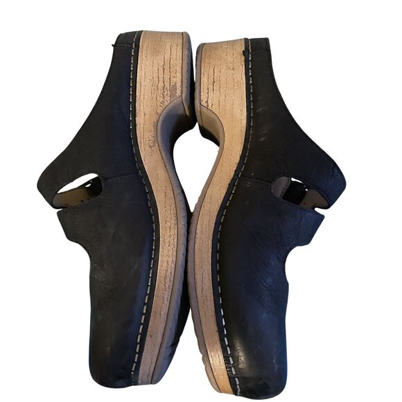 Dansko Womens Black Leather Buckle Strap Clogs Slip-On Comfort Shoes Size 37 - Picture 3 of 9